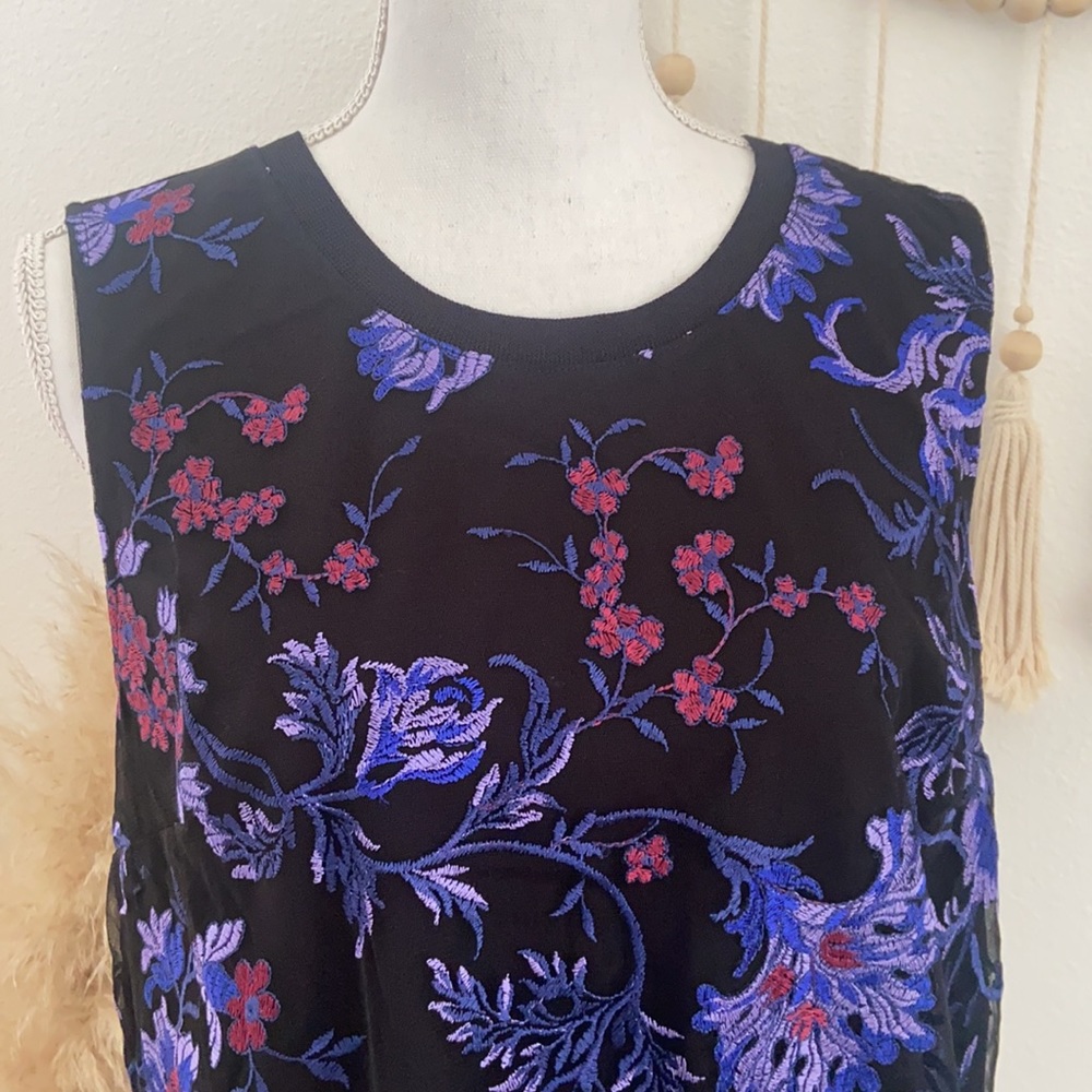 Target a new day black sleeveless top embroidery mesh overlay lace large - Picture 6 of 16